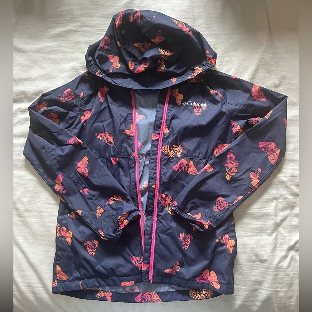Columbia Kids' Butterfly Raincoat - Dark Blue and Pink